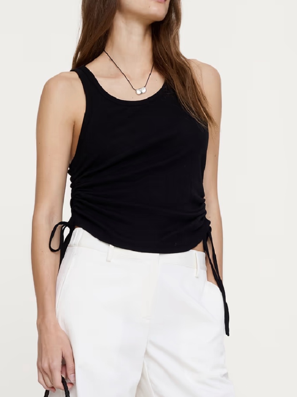AIRY COTTON RUCHED DRAWSTRING TANK